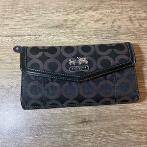 Coach Black and Brown Signature Wallet
